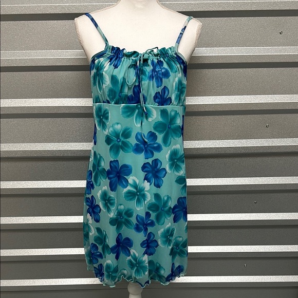 Xhilaration Sun Dress Vintage Y2K HAWAIIAN Mini Tropical Beach Coastal Floral - Picture 2 of 6